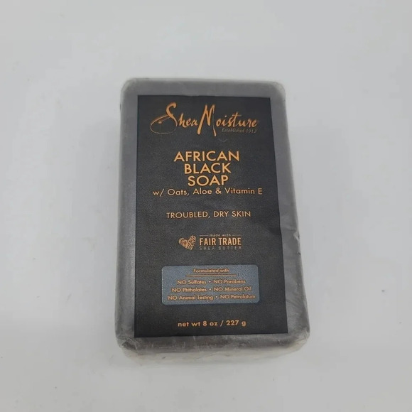 Shea Moisture African Black Soap Oats Aloe Vitamin E For Troubled, Dry Skin 8oz - Picture 1 of 10